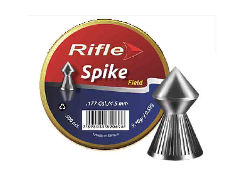 Rifle Spike Field Pointed Pellets, 0.177Cal (4.5mm), 9.10gr0.59g, 500ct