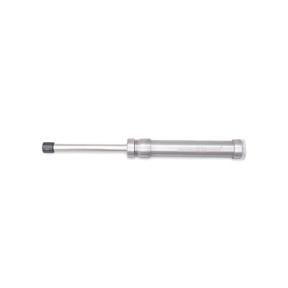 Silver cylindrical precision adjustment tool with two parallel rods extending from one end.